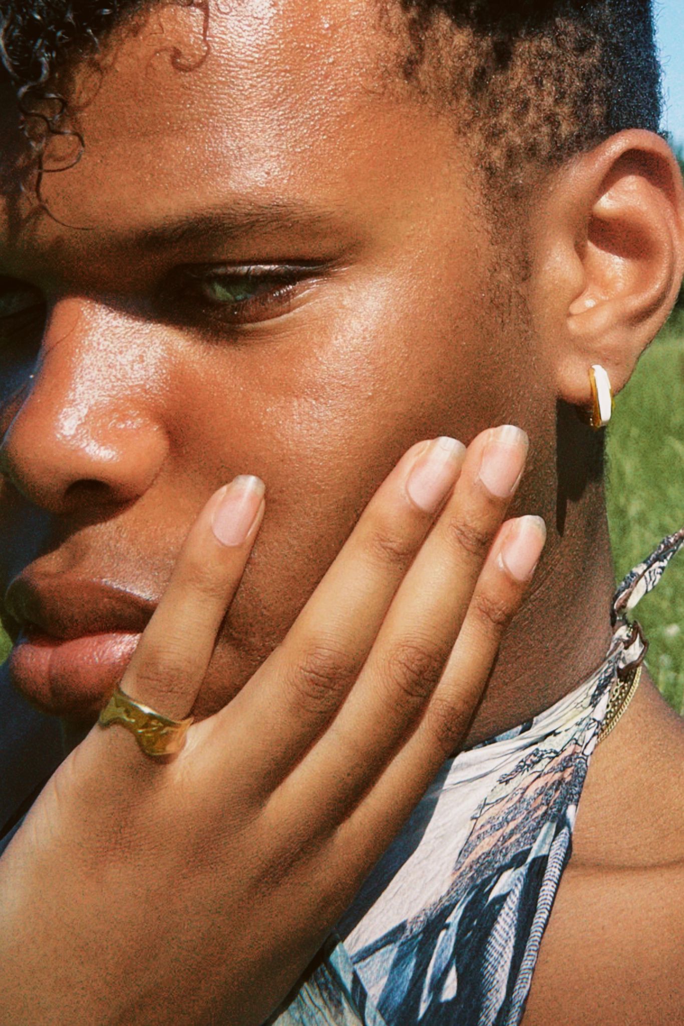 Gold geometric irregular hammered open ring